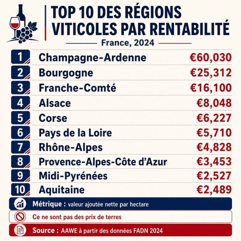 Las 10 regiones vinícolas más rentables de Francia
